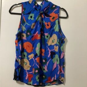 Chenault Vibrant Floral Sleeveless Blouse - Blue Multicolor